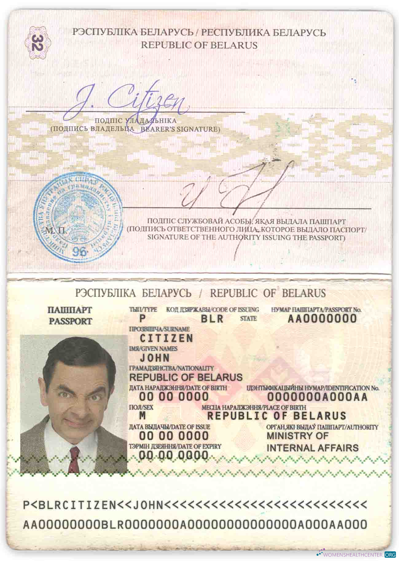 Download Belarus passport (2006   2020) Photoshop template